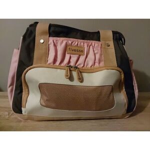 Fivesse Weekend, Duffel, Tote Lightweight Organizer Bag, Gray, Pink &‎ Tan